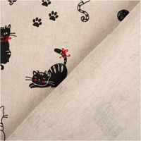 Dekostoff Halbpanama Cats Life – originelles Katzen-Motiv auf hochwertigem Baumwollstoff mit Rueckseite