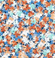 Viskose Stoff für Bekleidung Talula Allover Blüten blau orange 1,50m Breite glatt ausgelegt