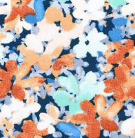 Viskose Stoff für Bekleidung Talula Allover Blüten blau orange 1,50m Breite