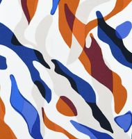 Viskose Stoff für Bekleidung Imany abstrakter Print weiß blau orange 1,50m Breite