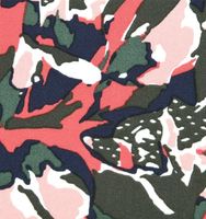 Viskose Stoff für Bekleidung Rox abstrakter Print khakigrün pink rosa 1,50m Breite