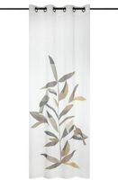 Vorhang mit Ösen Voile Tukan Blätter Leinenoptik 140x260cm – Exklusives Design für dein modernes Zuhause dekoriert an einer schwarzen Gardinenstange