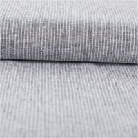 Chambray Stoff aus Leinen und Baumwolle mit Nadelstreifen-Dessin in meliertem Schwarz - Ideal für sommerliche Mode & natürliche Wohntextilien ausgerollt und glatt liegend