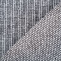 Chambray Stoff aus Leinen und Baumwolle mit Nadelstreifen-Dessin in meliertem Schwarz - Ideal für sommerliche Mode & natürliche Wohntextilien mit Rueckseite