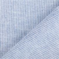 Chambray Stoff aus Leinen und Baumwolle mit Nadelstreifen-Dessin in meliertem Blau - Ideal für sommerliche Mode & natürliche Wohntextilien mit Rueckseite