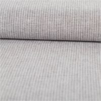 Chambray Stoff aus Leinen und Baumwolle mit Nadelstreifen-Dessin in meliertem Khaki-Grün - Ideal für sommerliche Mode & natürliche Wohntextilien ausgerollt und glatt liegend