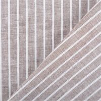 Chambray Stoff aus Leinen und Baumwolle mit Streifen -Dessin in meliertem Braun -  Ideal für sommerliche Mode & natürliche Wohntextilien mit Rueckseite