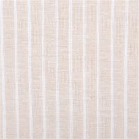 Chambray Stoff aus Leinen und Baumwolle mit Streifen -Dessin in meliertem hellem Beige -  Ideal für sommerliche Mode & natürliche Wohntextilien Nahaufnahme des Streifenmusters