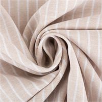 90613-Leinen-Baumwollstoff-Chambray-Streifen-meliert-helles-Beige-1-38m-Breite--MG-3396.jpg Chambray Stoff aus Leinen und Baumwolle mit Streifen -Dessin in meliertem hellem Beige - Ideal für sommerliche Mode & natürliche Wohntextilien kunstvoll eingedreht in Falten