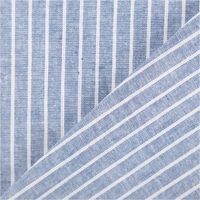 Chambray Stoff aus Leinen und Baumwolle mit Streifen -Dessin in meliertem Blau - Ideal für sommerliche Mode & natürliche Wohntextilien mit Rueckseite