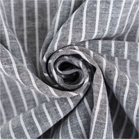 90617-Leinen-Baumwollstoff-Chambray-Streifen-meliert-schwarz-1-38m-Breite--MG-3389.jpg Chambray Stoff aus Leinen und Baumwolle mit Streifen -Dessin in meliertem Schwarz - Ideal für sommerliche Mode & natürliche Wohntextilien kunstvoll eingedreht in Falten