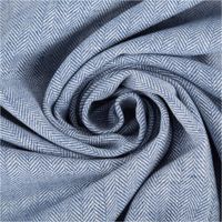 Leinen-Baumwollstoff Chambray Fischgrät meliert in Blau – Vielseitig & Natürlich kunstvoll eingedreht in Falten