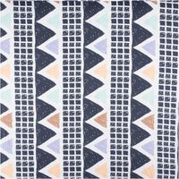 Leichter Viskose-Leinen Stoff mit modernem Dreiecke-Print – Perfekt für den Sommer! Vollbild des Stoffes