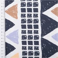 Leichter Viskose-Leinen Stoff mit modernem Dreiecke-Print – Perfekt für den Sommer! mit Massband