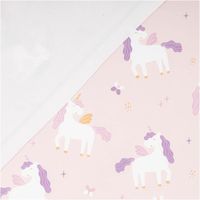 Weicher, wasserdichter Regenjackenstoff in Rosa mit Einhörner-Digitalprint – Perfekt für Regenkleidung und mehr! mit Rueckseite