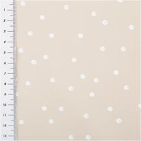 Weicher, wasserdichter Regenjackenstoff in Beige mit Punkte-Digitalprint – Perfekt für Regenkleidung und mehr! mit Massband