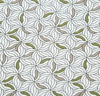 Viskose Stoff Taima mit abstraktem Print in Weiß und Grün – Französisches Dessin in floraler Eleganz, glatt ausgelegt