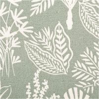 Baumwollstoff Haute-Savoie Halbpanama in Salbei-Grün mit weißen botanischen Motiven und feinen Blättern, 155 cm Breite, natürliche und elegante Dekostoff-Optik - Nahaufnahme