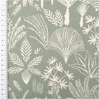90688-Baumwollstoff-Dekostoff-Haute-Savoie-Halb-Panama-Agave-salbei-gruen-155cm-Breite-IMG-9191.jpg Baumwollstoff Haute-Savoie Halbpanama in Salbei-Grün mit weißen botanischen Motiven und feinen Blättern, 155 cm Breite, natürliche und elegante Dekostoff-Optik - mit Massband