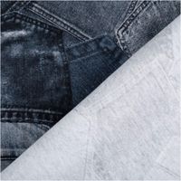 Jersey Stoff aus Baumwolle mit Digitaldruck Jeans Pockets dunkelblau – Weicher & elastischer Stoff für einzigartige Nähprojekte mit Rueckseite