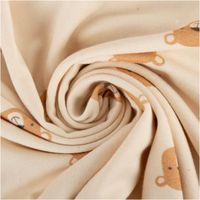 Jersey Stoff Bio Baumwolljersey Bärchen natur – Weich, nachhaltig & perfekt für liebevolle Nähprojekte kunstvoll eingedreht in Falten