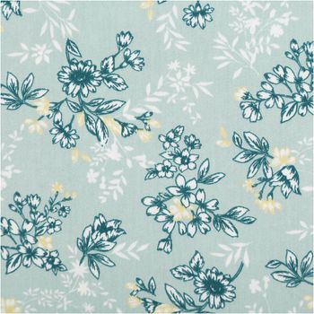 Baumwollstoff Popeline Odette mit Blümchen-Print in zartem Mintblau – Vielseitig & Hautfreundlich Nahaufnahme des Stoffes