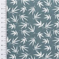 Baumwollstoff Popeline Rikka mit Blätter-Print in Graublau – Hochwertiger Stoff für kreative Projekte mit Massband