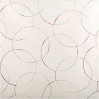 Weiße Schiebegardine in Bambusoptik mit 60cm Breite. Das moderne Design besticht durch eine hochwertige Kreis-Stickerei in Rot- und Grautönen, die dem längsstrukturierten Material eine elegante und zeitgemäße Note verleiht - Vollansicht