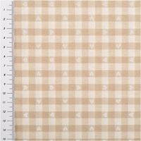 Blickdichter Dekostoff mit kleinen Herzchen und Karos in Beige und Weiß aus deutscher Produktion – Vielseitig & Pflegeleicht mit Massband