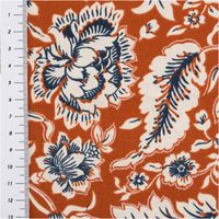 Baumwollstoff Popeline Romana mit Blumen-Print in Rost– Hochwertiger Stoff für kreative Projekte mit Massband