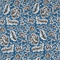 Baumwollstoff Popeline Romana mit Blumen-Print in Blau – Hochwertiger Stoff für kreative Projekte Vollbild des Stoffes