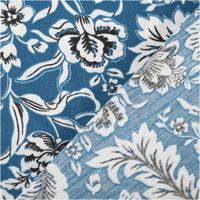 Baumwollstoff Popeline Romana mit Blumen-Print in Blau – Hochwertiger Stoff für kreative Projekte mit Rueckseite