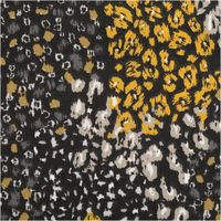 Baumwollstoff Popeline Samburu mit abstraktem Mini-Blüten-Print in Schwarz und Gelb – Vielseitig & Hautfreundlich Nahaufnahme des Stoffes