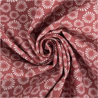 Baumwollstoff Popeline Mado mit abstraktem Mini-Blüten-Print in Marsala-Rot– Vielseitig & Hautfreundlich kunstvoll eingedreht in Falten