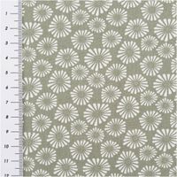Baumwollstoff Popeline Mado mit abstraktem Mini-Blüten-Print in Grün – Vielseitig & Hautfreundlich mit Massband