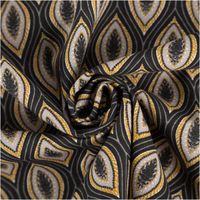 90785-Baumwollstoff-Popeline-Jana-Retro-schwarz-gelb-1-45m-Breite--MG-4206.jpg Baumwollstoff Popeline Jana mit grafischem Retro-Print in Schwarz und Gelb – Hochwertiger Stoff für kreative Projekte kunstvoll eingedreht in Falten