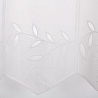 Scheibengardine Stickerei Batist-Voile Blätter weiß – 50 cm Höhe, nähfrei zuschneidbar