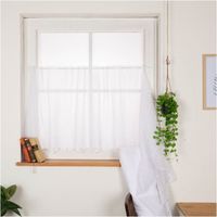 Scheibengardine Stickerei Batist-Voile Blätter weiß – 70 cm Höhe, nähfrei zuschneidbar Vollbild
