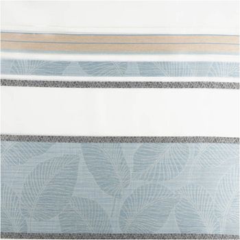 Gardinenstoff Dekostoff halbtransparent Jacquard-Streifen Blätter hellblau – 1,50 m Breite Vollbild