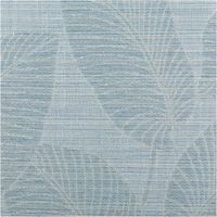 Gardinenstoff Dekostoff halbtransparent Jacquard-Streifen Blätter hellblau – 1,50 m Breite Nahaufnahme des Stoffes