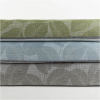 Gardinenstoff Dekostoff halbtransparent Jacquard-Streifen Blätter hellblau – 1,50 m Breite mit anderen Stoffen in Szene gesetzt