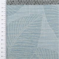 90818-Gardinenstoff-Dekostoff-halbtransparent-Jacquard-Streifen-Blaetter-hellblau-1-50m-Breite--MG-7811.jpg Gardinenstoff Dekostoff halbtransparent Jacquard-Streifen Blätter hellblau – 1,50 m Breite mit massband Nahaufnahme