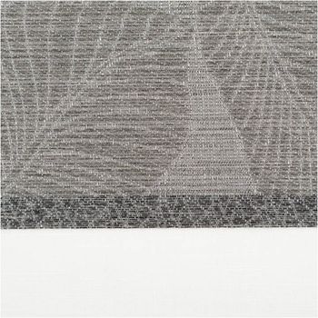 Gardinenstoff Dekostoff halbtransparent Jacquard-Streifen Blätter taupe – 1,50 m Breite Nahaufnahme des Stoffes