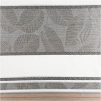 Gardinenstoff Dekostoff halbtransparent Jacquard-Streifen Blätter taupe – 1,50 m Breite Vollbild des Musters