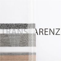 Gardinenstoff Dekostoff halbtransparent Jacquard-Streifen Blätter taupe – 1,50 m Breite mit erkennbarer Transparenz