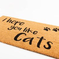 Fußmatte mit Katzenmotiv aus Kokosfaser und Kunststoff – Stilvoller Schutz für deinen Eingangsbereich Vollbild von der Seite