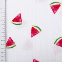 Musselin Stoff Melone weiß – Weicher & luftiger Baumwollstoff für Groß & Klein mit Massband