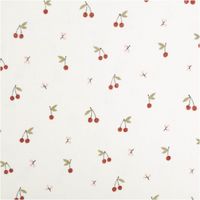 Frottee Stoff Stretch mit Kirschen-Print – Weich, Dehnbar & Perfekt für Kinderbekleidung Vollbild des Stoffes