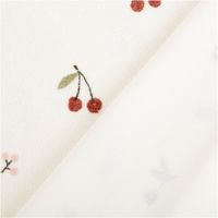 Frottee Stoff Stretch mit Kirschen-Print – Weich, Dehnbar & Perfekt für Kinderbekleidung mit Rueckseite