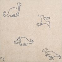 Frottee Stoff Stretch Dinosaurier beige – Weich, Dehnbar & Perfekt für Kinderbekleidung Nahaufnahme des Stoffes